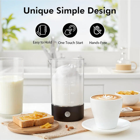 Cold Foam Milk Frother 9oz Automatic No Mess Whipping Gadget For Lattes, Cappuccinos, And Macchiatos, Quick Handheld Frother