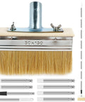 Long Handle Deck Stain Brush With 67 Inch Stainless Steel Extension Pole for Smooth and Even Staining on Wood Decks, brush close-up