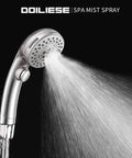 High Pressure 6 Setting Handheld Shower Head With On Off Switch And Spa Spray Mode Anti Clog Rub Clean Jets in mist setting