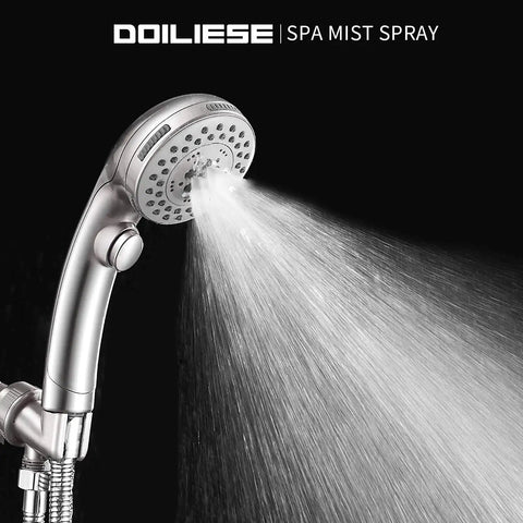 High Pressure 6 Setting Handheld Shower Head With On Off Switch And Spa Spray Mode Anti Clog Rub Clean Jets in mist setting