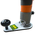 Nail Your Cuts With This Rock Solid Offset Baseplate For Ridgid Compact Routers Fits R2400 R2401 R24012 R860443B 7MM White Phenolic Plate with handle and clear guard.