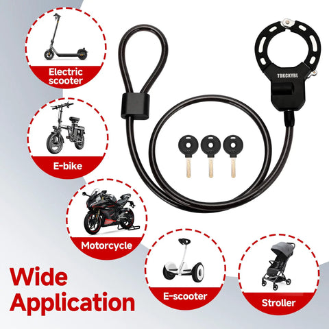 Beefy 140 Cm Anti Theft Cable Lock With Scooter Bag 13 Mm Chain Weatherproof Anti Shear Anti Rust With 3 Keys For Electric Scooters Bikes And Motorcycles Plus Heavy Duty Security Bolt Cutter Resistant Hardened Alloy Steel Construction