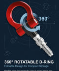 360° rotatable heavy duty car front bumper tow hook forged steel towing pull ring with compact storage design red