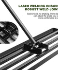 Heavy Duty Lawn Leveling Rake With 7 Feet Adjustable Handle Anti Flip Yard Leveler for Soil and Golf Courses, close-up on weld joints
