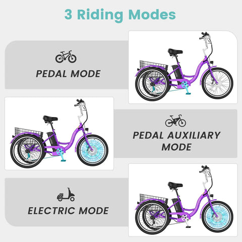 Three Wheel Electric Tricycle For Adults And Seniors, Stable E Trike With Low Step Through Frame, 24 Or 26 Inch Wheels, Easy On And Off For Shopping, Neighborhood Rides And Everyday Errands, side view