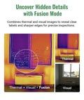 Thermal Imaging Camera With Visual Sensor And Laser Pointer, showing Fusion mode with thermal and visual images side by side.