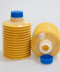 Two yellow MY2-7 Cartridge Grease 700cc For Sumitomo Injection Molding Machines with blue caps, one upright and one lying down.