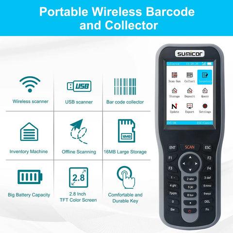Pro Grade 1D Wireless CCD Barcode Scanner All In One With 2.8 Inch Color LCD Screen For Warehouse Inventory Management