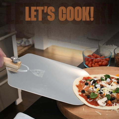 Chicago Brick Oven aluminum pizza peel 12x14 in with foldable wooden handle