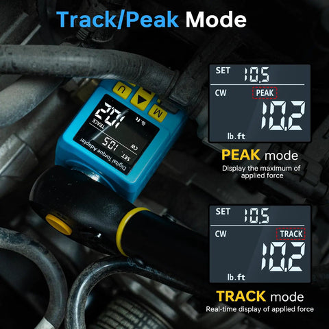 Half Inch Digital Torque Adapter With Color Display And Smart Alerts For Auto Maintenance Pro Grade Precision Peak Track Preset