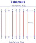 Schematic diagram of Beefy Heavy Duty Screw Mount Terminal Block Distribution Module, 30 Position, 24A Per Channel At 400V, 5.0mm Pitch.