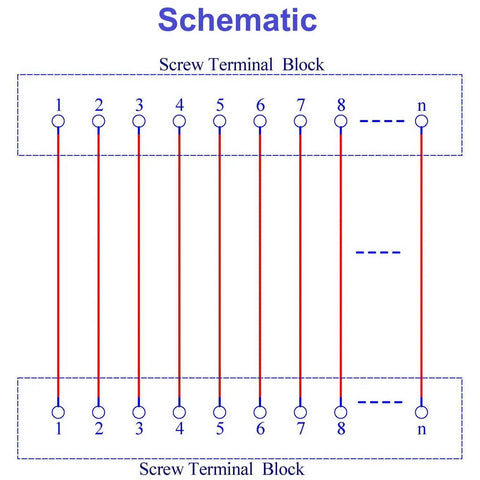 Schematic diagram of Beefy Heavy Duty Screw Mount Terminal Block Distribution Module, 30 Position, 24A Per Channel At 400V, 5.0mm Pitch.