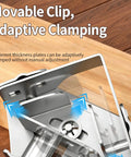 Premium Heavy Duty Pro Grade Quick Adjust Metal Work Clamp For Woodworking Welding Jobs With Ergonomic Handle and strong grip stability showing movable clip for adaptive clamping.