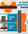 10 inch contour gauge with upgraded lock from Universal Floor Installation Kit With Tapping Block Double Sided Notches Contour Gauge Pull Bar 40 Pieces Spacers And Rubber Mallet Pro Grade 5 In 1 Tool Set For Vinyl Plank And Laminate Flooring