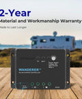 12V 30A PWM Solar Charge Controller With 4 Stage Charging For Lithium Gel And Flooded Batteries in front of RV background
