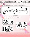 Vibe Is Pretty Butterfly Wall Decal With Inspirational Quotes For Women Office Black 31.5 X 9.4 Inch layout guide