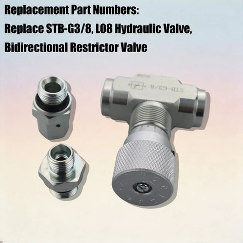 Drop In Hydraulic Speed Control Valve For Mini Excavators And Small Hydraulic Systems Sealed Internal Structure Direct Replacement With Three Eighths Inch L08 Metric Thread And M14 Fittings, shown from side with fittings