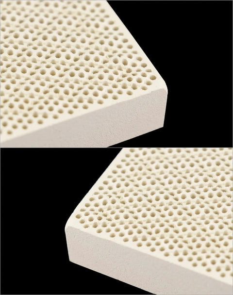 Pro Grade Honeycomb Ceramic Soldering Boards Set Of 2 For Jewelry with close-up of perforated texture detail, side view.