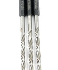 Three Piece Countersink Drill Bit Set With Wicked Sharp Tapered Edges And Heavy Duty Hex Shank, 1/4 hex drive, robust HSS steel.