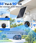 Hassle Free Wireless Solar Security Camera For Yard And Driveway With Smooth 3Mp HD Clarity and Bright Full Color Night Vision 355° Pan and 90° Tilt.