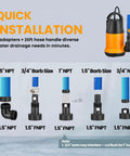 Quick installation of Powerful Submersible Water Pump With 25 Ft Hose Kit And 25 Ft Power Cord One And A Half HP 4000 GPH.