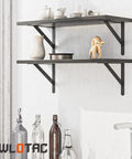 Rock Solid Heavy Duty Shelf Brackets 6 Pack Steel Wall Mount L Brackets 11.8 By 7.5 Inch support two wooden shelves with decor.