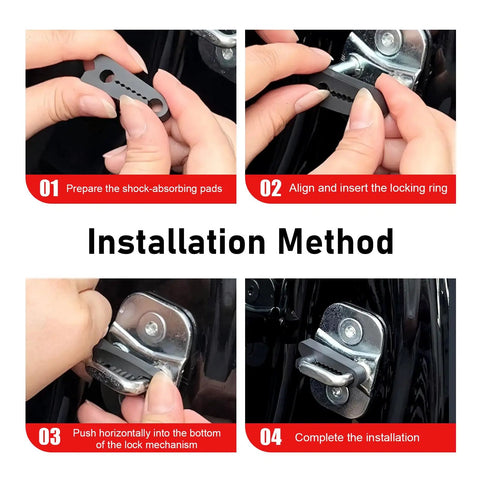 Installation steps for Heavy Duty Silicone Car Door Shock Absorber Pads To Ditch Door Smacks For Smooth Quick Closures.