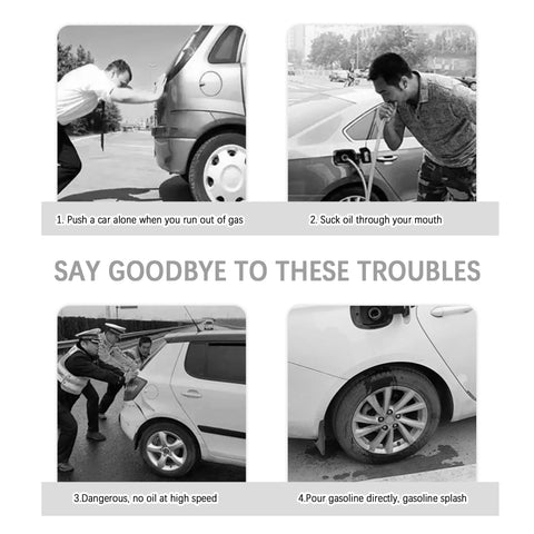 Scenarios causing trouble without a Heavy Duty Gas Siphon Pump With 6.5 Ft Hose And Brass Extender, Enlarged Caliber Fuel Transfer Siphon Kit For Gasoline And Diesel, Portable Siphon Pump With All Parts Included, No Spill Quick Transfers For Home Or Workshop, including pushing a car, sucking oil, spilling gasoline.