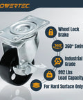 Beefy 3 Inch Cast Iron Swivel Caster Wheels Set Of 4 With Dual Locking Brakes, Heavy Duty 992 Lb Load Capacity For Cart Or Workbench.