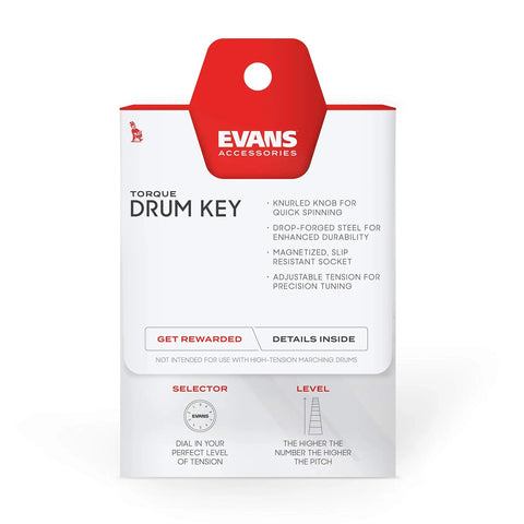 Torque Key For Drums With Magnetic Head, Adjustable Tension, And Ergonomic Handle packaging with product details displayed.