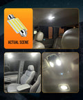 Xenon White LED Car Interior Bulbs 570 Lumens Each, 3.8W, 6500K, Pack of 2, installed in vehicle's dome and map lights.