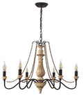 Six Light French Country Farmhouse Chandelier With Old School Vintage Candle Style And Glass Bead String Accents Classic Dining Room Lighting Fixture Antique Industrial Look Perfect For Bedroom Or Living Space