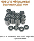 608 2RS Bearings 50 Pack 8x22x7mm Double Rubber Sealed Ball Bearings For Skateboards And Small Equipment Chrome Steel Smooth Spin Durable And Ready To Roll, stacked bearings