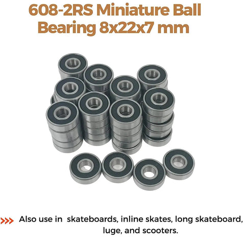608 2RS Bearings 50 Pack 8x22x7mm Double Rubber Sealed Ball Bearings For Skateboards And Small Equipment Chrome Steel Smooth Spin Durable And Ready To Roll, stacked bearings