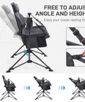 Diagram showing adjustable features of Oversized Padded Hammock Camping Chair With Detachable Cup Holder Heavy Duty Swing Seat