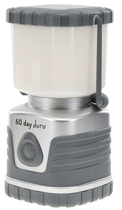 60 Day Portable LED Lantern With 1200 Lumen Power, Lifetime LED Bulbs, Built In Hook close-up showing power button and design