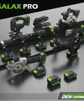 Galax Pro 20V lithium cordless tool set with multiple drill drivers, saws, and batteries displayed on a black surface.