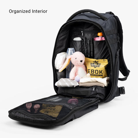 Open Everyday Tactical Diaper Bag Backpack For Dads With Changing Mat Stroller Straps Built In Magnetic Wipes Pocket Cooler Pouch Black