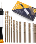 Pin Vise Hand Drill Set With 25 Micro Drill Bits 0.6mm To 2.5mm For Ultra Precise Hobby Drilling On Miniatures, Model Making