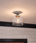 Winslow 8.5 Inch Brushed Nickel Semi Flush Mount Light With Clear Seeded Glass For Foyer Bedroom Hallway Kitchen Sink Or Closet Dope 1 Light Ceiling Fixture
