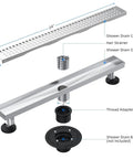 Linear Shower Drain 24 Inch Brushed Nickel Stainless Steel For Bathrooms Rectangular Shower Floor Drain With Removable Grate Slick High Flow Drainage Solution For Modern Homes And Renovations