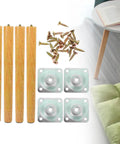 Detachable Wooden Furniture Legs Kit, 4 Pieces, 30cm Table And Cabinet Feet For DIY Projects with screws and plates