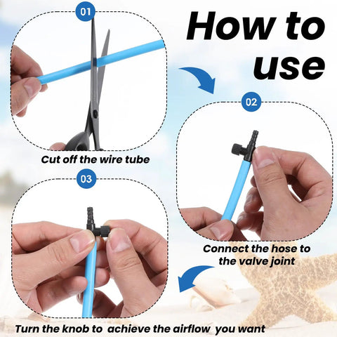 Instructions for using Adjustable Aquarium Air Control Valve For Three Sixteenth Inch Airline Tubing Inline Flow Regulator