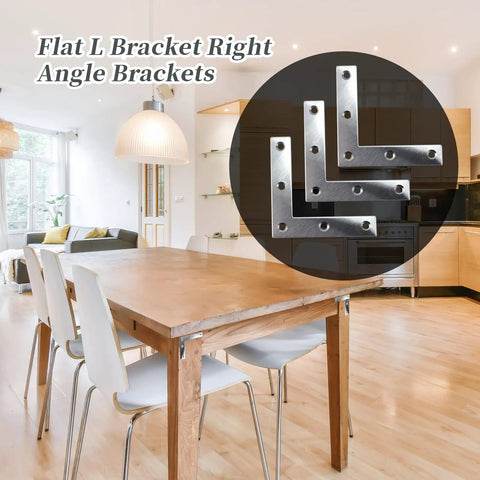 Flat L Bracket 80mm By 80mm Right Angle Mounts Premium Stainless Steel Pack Of 15 displayed in a modern kitchen setting