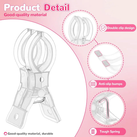 10 Pack Transparent Balloon Arch Clips 3.5 Inch Heavy Duty Spring Clamps for Backdrop Stands and Photo Booths with double clip design