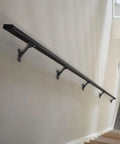 6 Pack 3 Inch Matte Black Hand Rail Brackets Rock Solid Heavy Duty Zinc Alloy Wall Mount Stair Support Hardware used on stair railing.