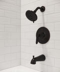 Five Spray Multi Function Shower Head With Single Handle Tub And Shower Trim Kit Tub Spout Tuscan Bronze Finish WaterSense Certified