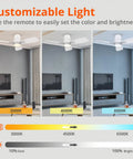 42 Inch Ceiling Fan With Lights And Remote Control showing color and brightness settings in a living room scene