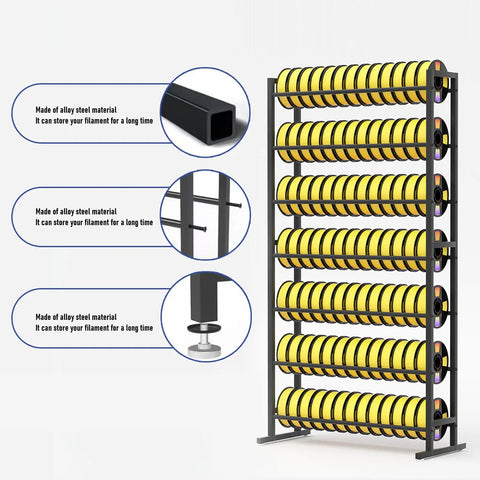 Heavy Duty 7 Tier 3D Printer Filament Rack And Storage Shelves Badass Spool Holder With Space Saving Design Holds 84 Reels Plus Adjustable Feet For Garage Studio Workshop Setup Ready