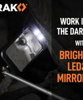 Must Have 5 Piece Magnetic Pickup Tool Set With 360 Swivel Mirrors Telescoping Magnet and LED Light in dark workspace